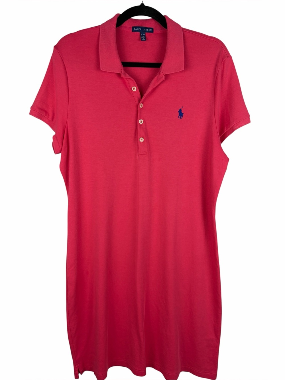 Ralph Lauren Pink Cotton Polo Shirt Dress XL Embroidered Pony